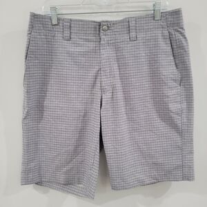 Callaway Mens Golf Shorts Size 33 Windowpane Plaid Gray Summer